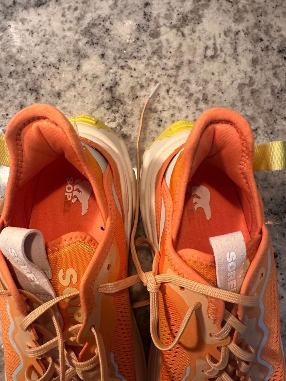 Sorel Orange Mesh Platform Sneakers